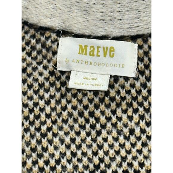 Anthropologie Maeve Cardigan Womens Size Medium Open Oversized Leopard Knit - Picture 2 of 8